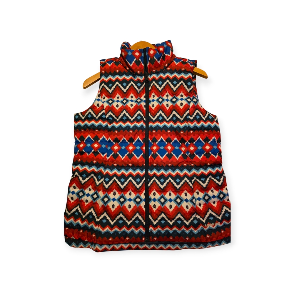 Lands' End Red and Blue Chevron Vest